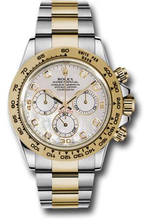 Replica Rolex Yellow Rolesor Cosmograph Daytona 40 Watch 116503 Mother-Of-Pearl Diamond Dial - Click Image to Close